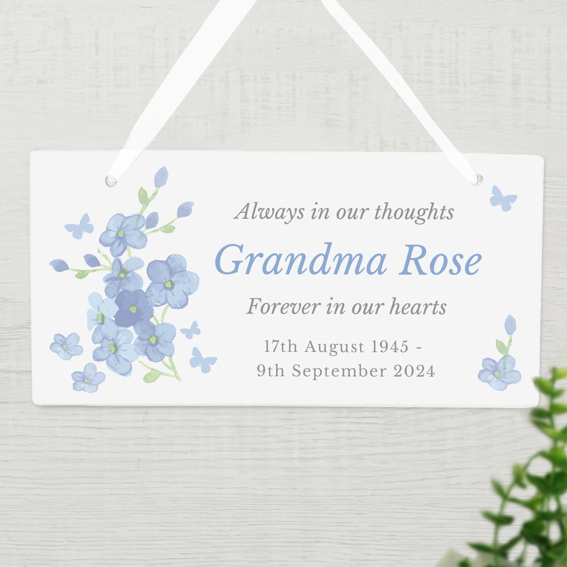 Personalised Memorial Forget Me Not Wooden Sign - MK&JD Gifts