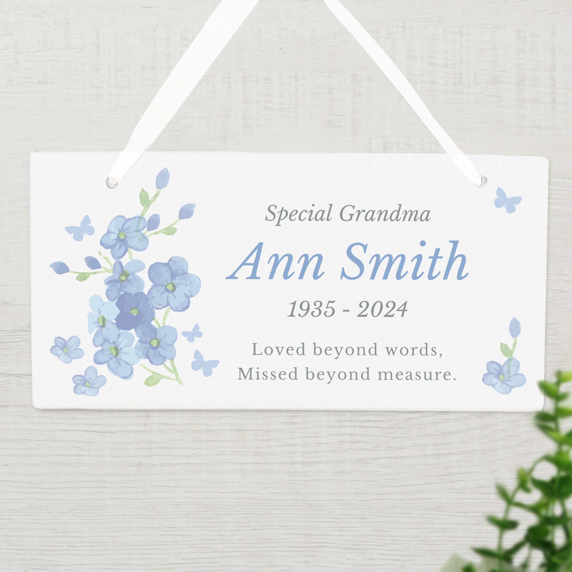 Personalised Memorial Forget Me Not Wooden Sign - MK&JD Gifts