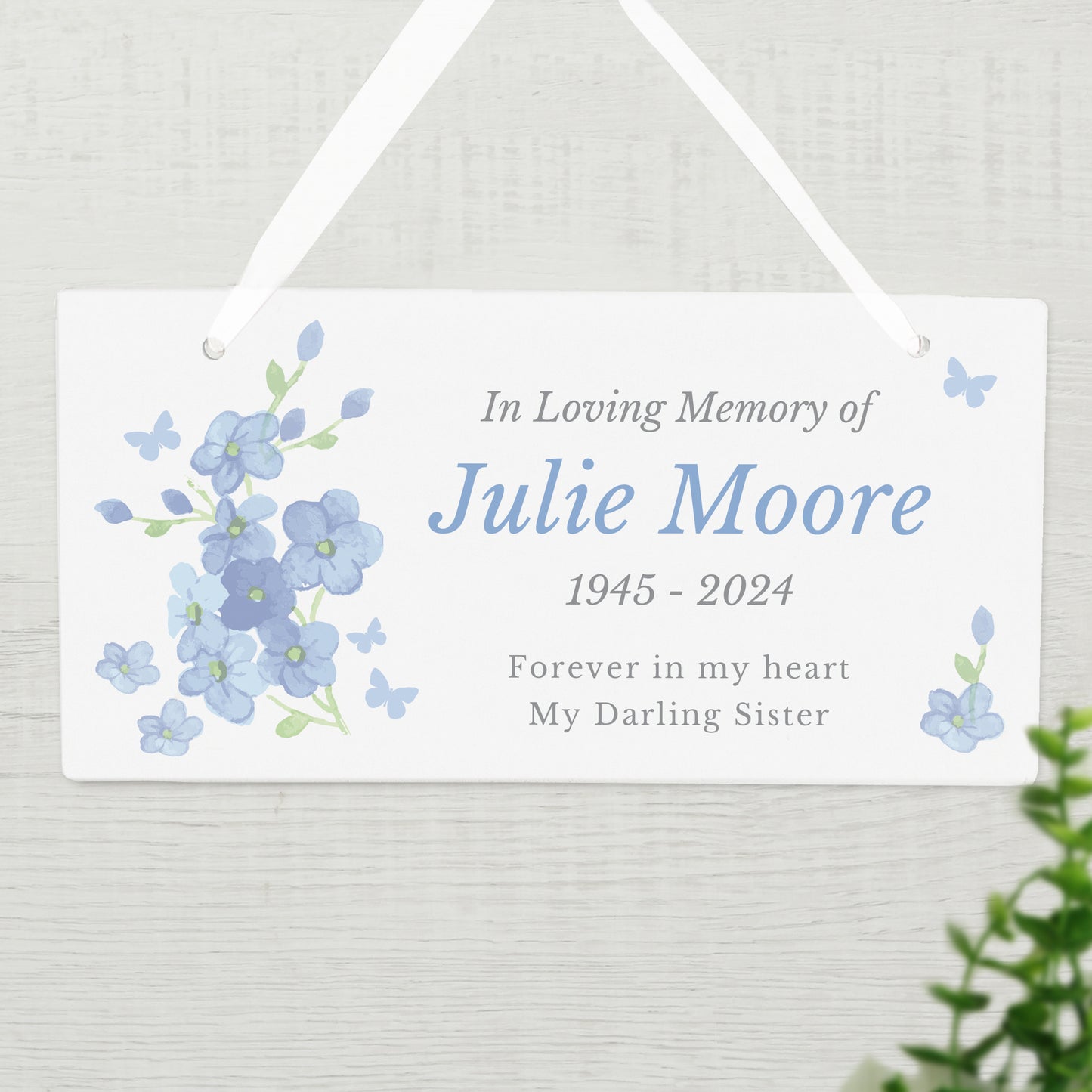 Personalised Memorial Forget Me Not Wooden Sign - MK&JD Gifts