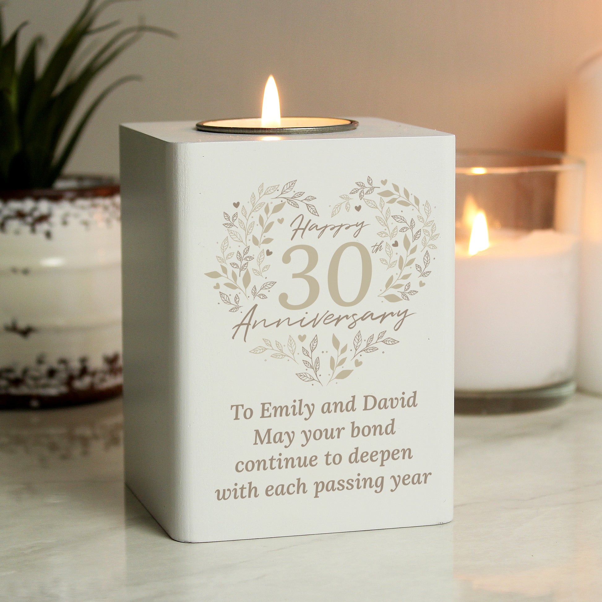 Personalised 30th Pearl Wedding Anniversary Tea Light Holder - MK&JD Gifts