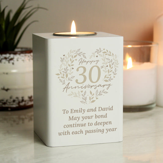 Personalised 30th Pearl Wedding Anniversary Tea Light Holder - MK&JD Gifts