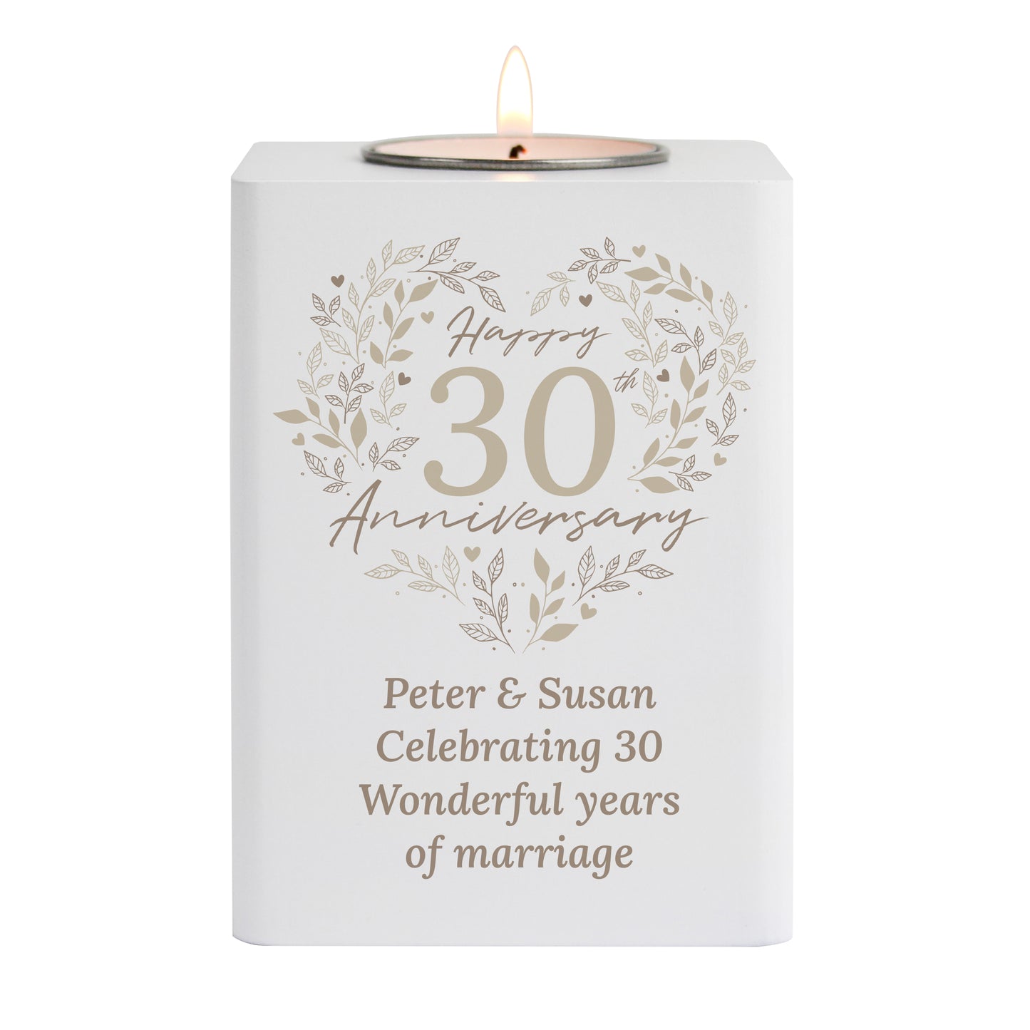 Personalised 30th Pearl Wedding Anniversary Tea Light Holder - MK&JD Gifts