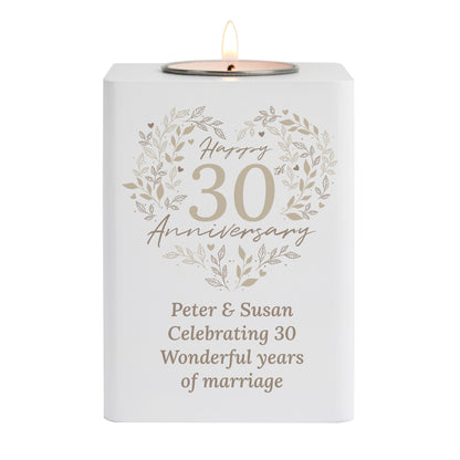 Personalised 30th Pearl Wedding Anniversary Tea Light Holder - MK&JD Gifts