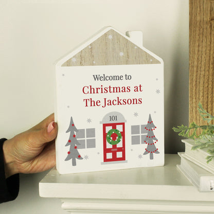 Personalised Christmas Wooden House Ornament - MK&JD Gifts