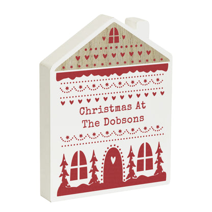 Personalised Christmas Fair Isle Wooden House Ornament - MK&JD Gifts