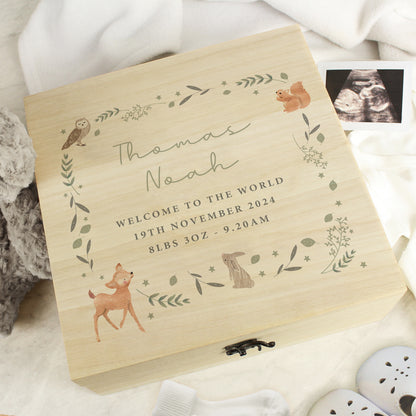 Personalised Woodland Animal Large Wooden Keepsake Box - MK&JD Gifts