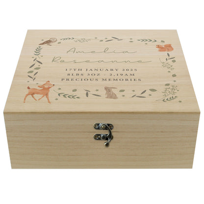 Personalised Woodland Animal Large Wooden Keepsake Box - MK&JD Gifts