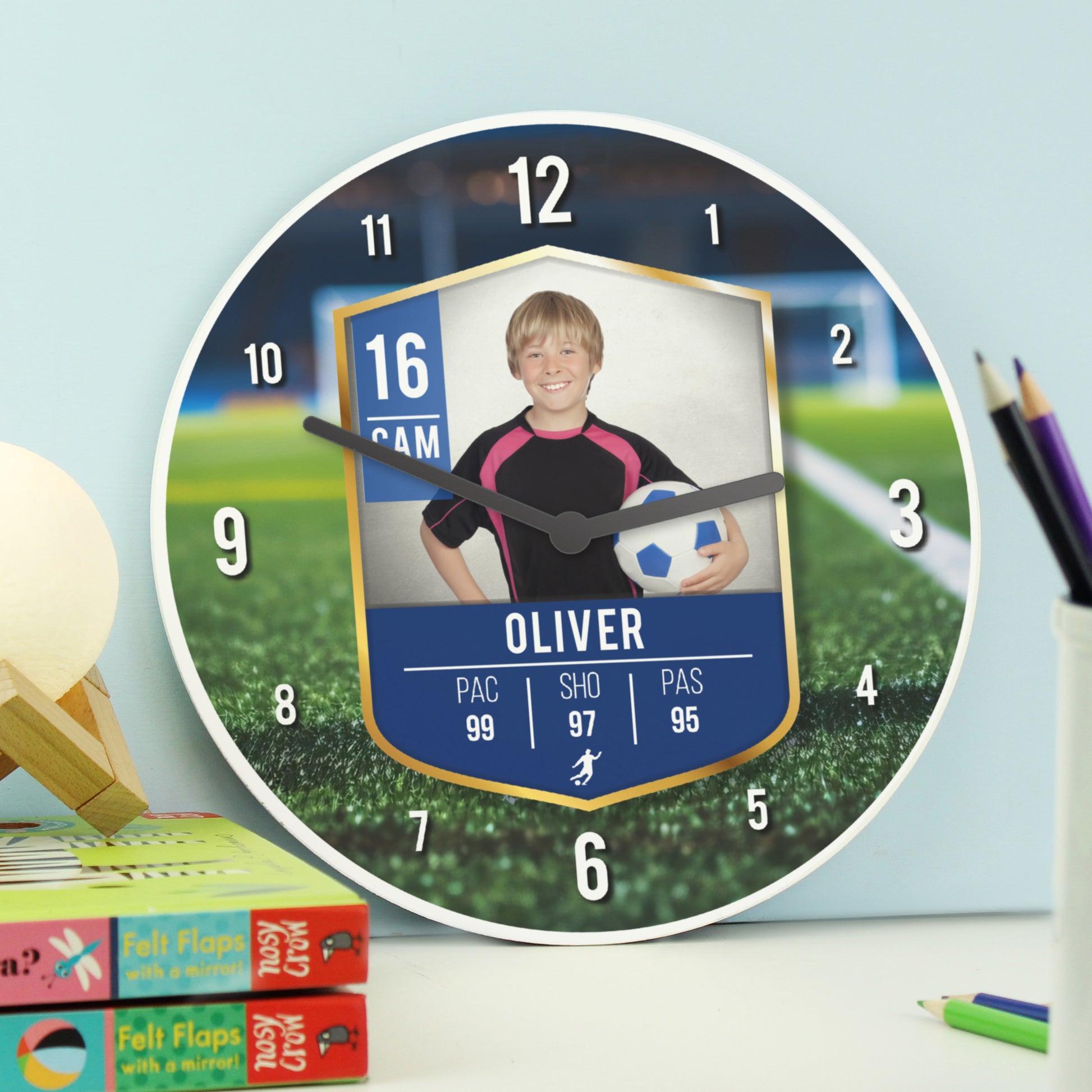 Personalised Football Photo Upload Childrens Clock - MK&JD Gifts