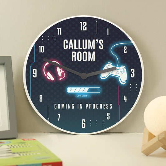 Personalised Gaming Wooden Childrens Clock - MK&JD Gifts