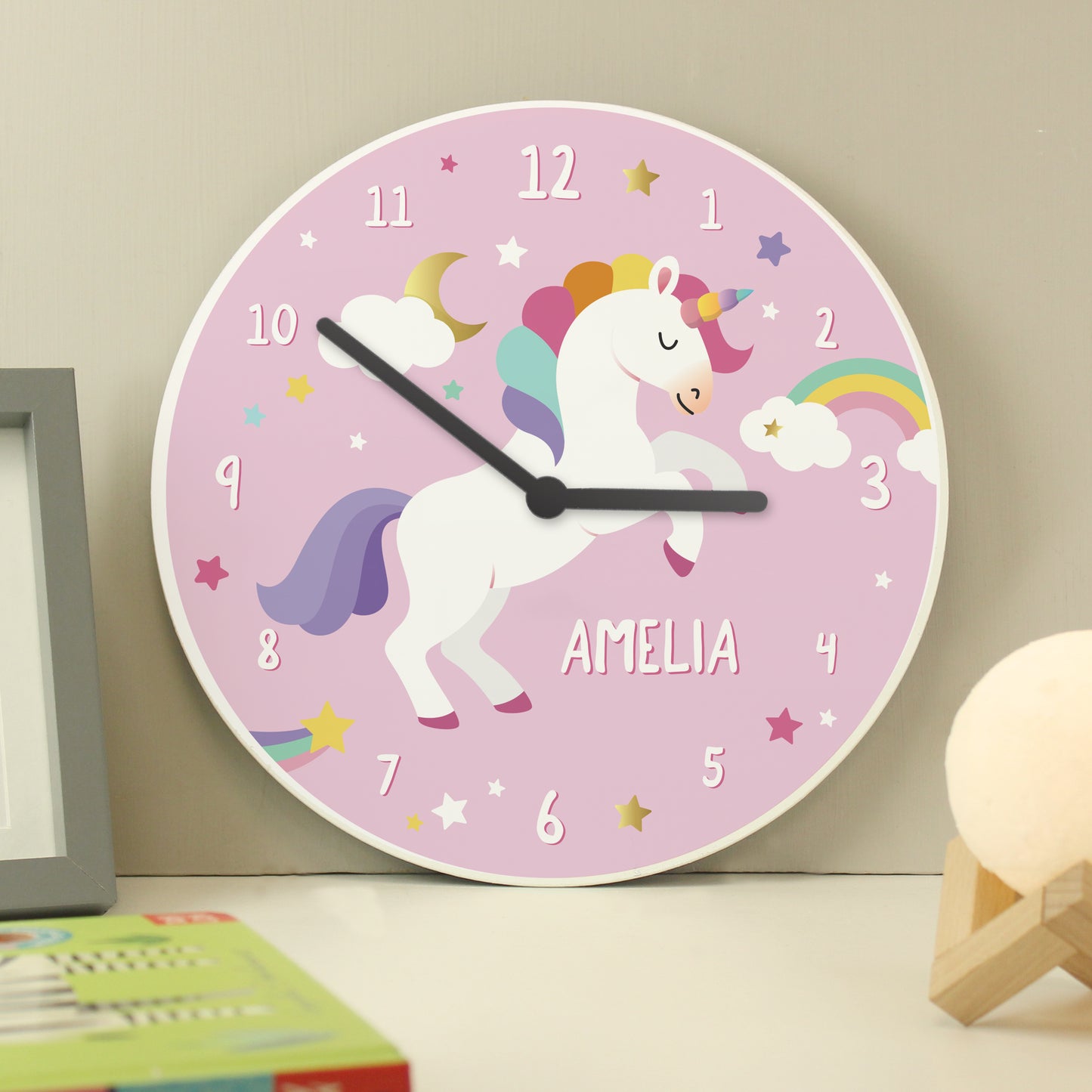 Personalised Unicorn Wooden Childrens Clock - MK&JD Gifts