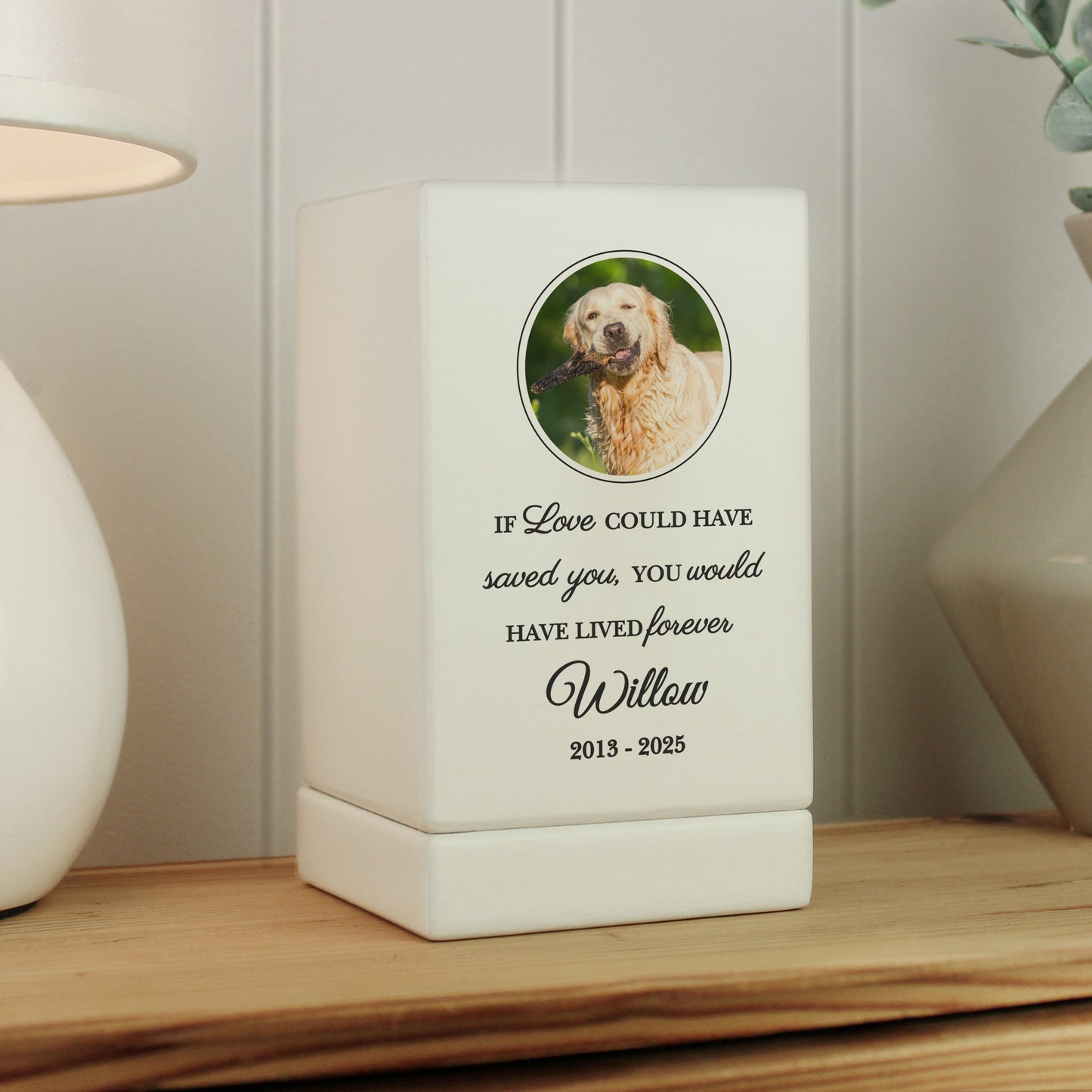 Personalised Pet Photo Upload Small Wooden Urn