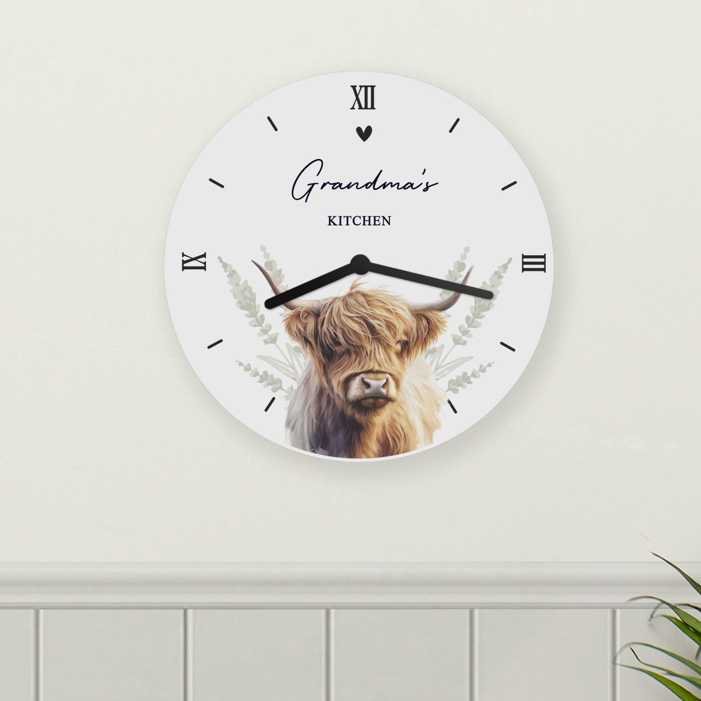Personalised Highland Cow Wooden Clock - MK&JD Gifts