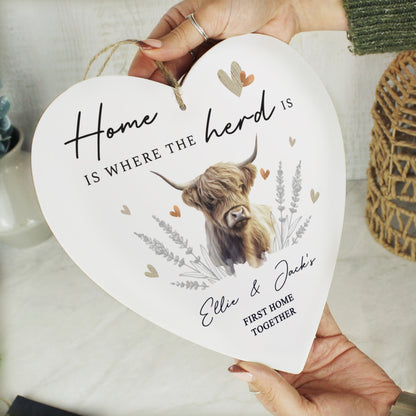 Personalised Highland Cow Hanging Heart Ornament - MK&JD Gifts