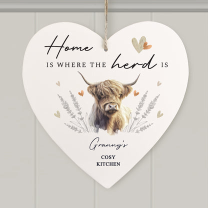 Personalised Highland Cow Hanging Heart Ornament - MK&JD Gifts