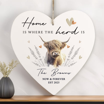 Personalised Highland Cow Hanging Heart Ornament - MK&JD Gifts