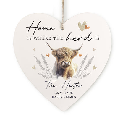 Personalised Highland Cow Hanging Heart Ornament - MK&JD Gifts