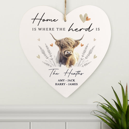 Personalised Highland Cow Hanging Heart Ornament - MK&JD Gifts