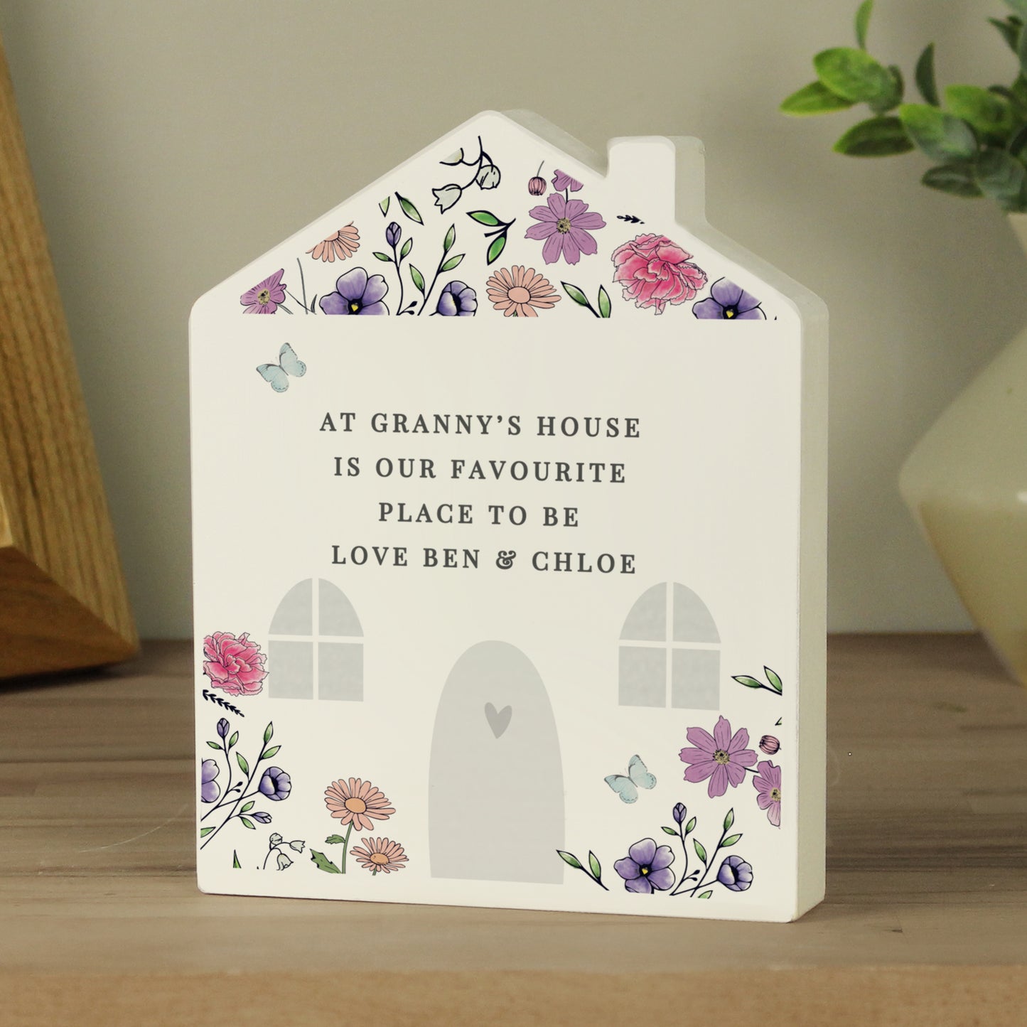 Personalised Wild Flowers Wooden House Ornament - MK&JD Gifts