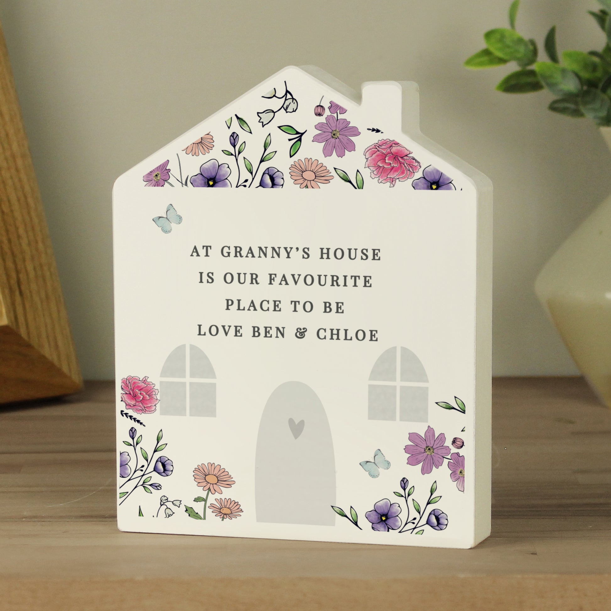 Personalised Wild Flowers Wooden House Ornament - MK&JD Gifts