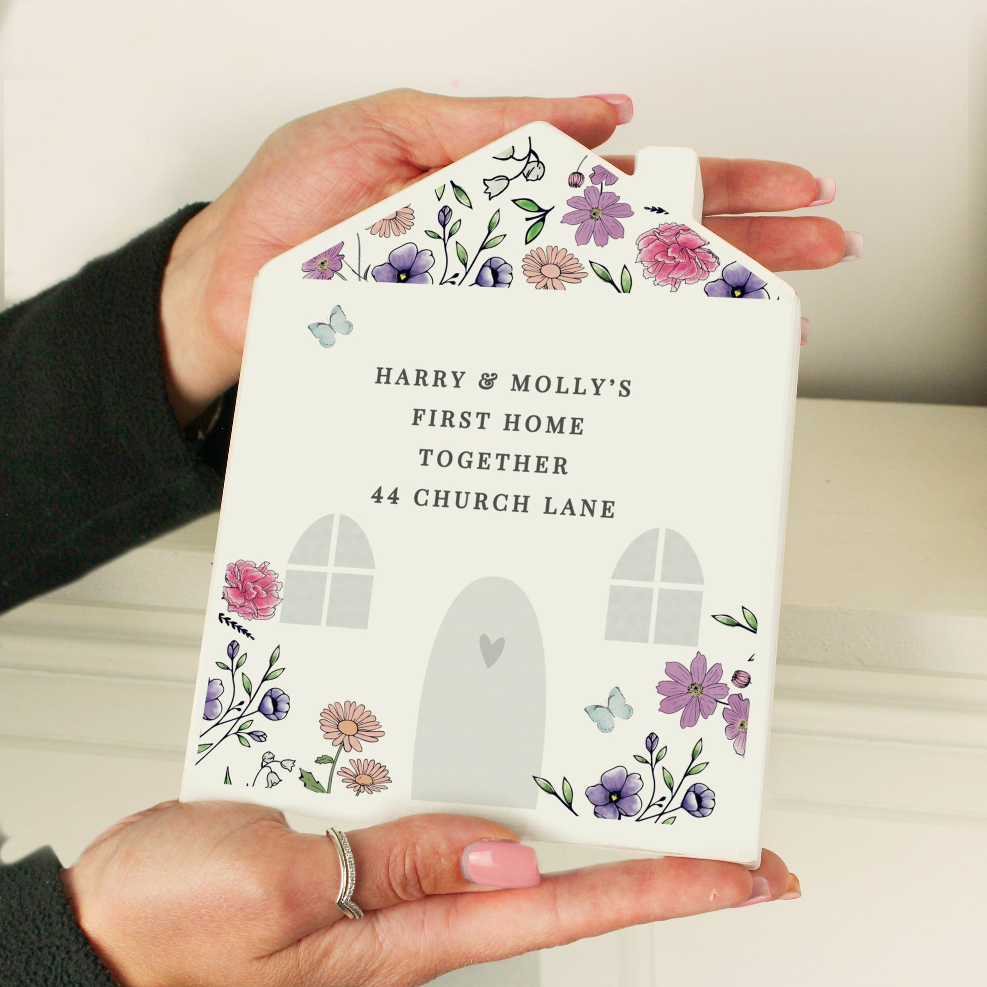 Personalised Wild Flowers Wooden House Ornament - MK&JD Gifts