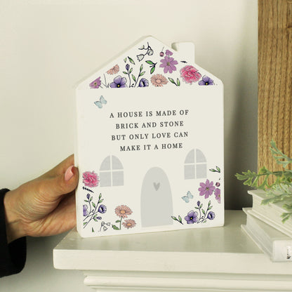 Personalised Wild Flowers Wooden House Ornament - MK&JD Gifts