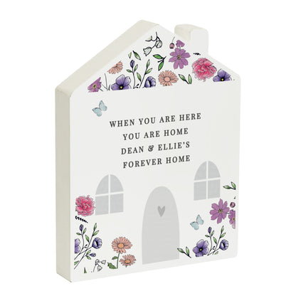 Personalised Wild Flowers Wooden House Ornament - MK&JD Gifts