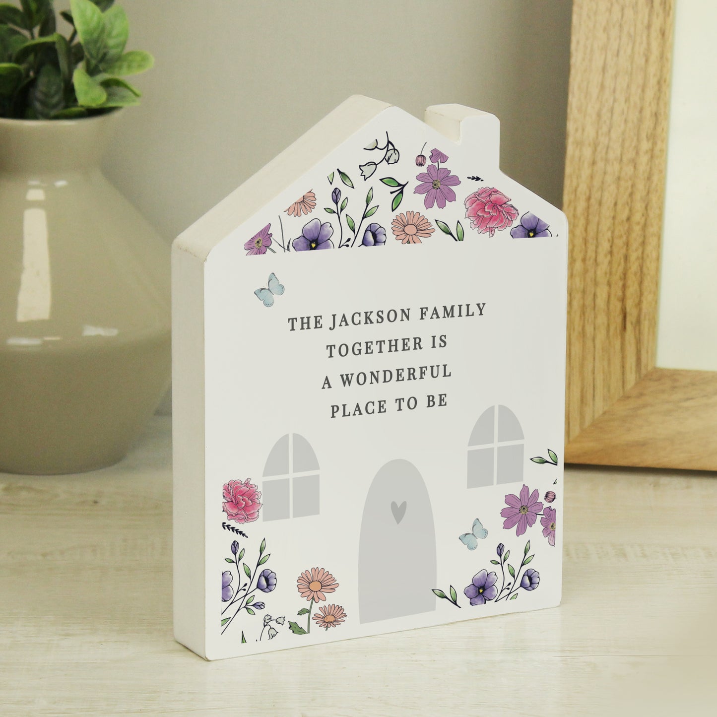 Personalised Wild Flowers Wooden House Ornament - MK&JD Gifts