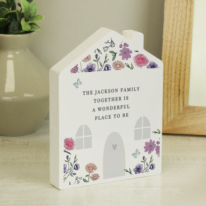 Personalised Wild Flowers Wooden House Ornament - MK&JD Gifts