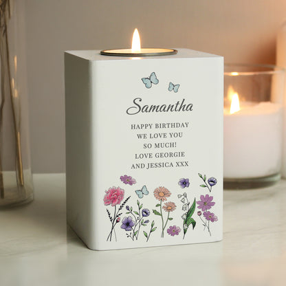 Personalised Wild Flowers Tealight Holder - MK&JD Gifts
