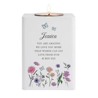 Personalised Wild Flowers Tealight Holder - MK&JD Gifts