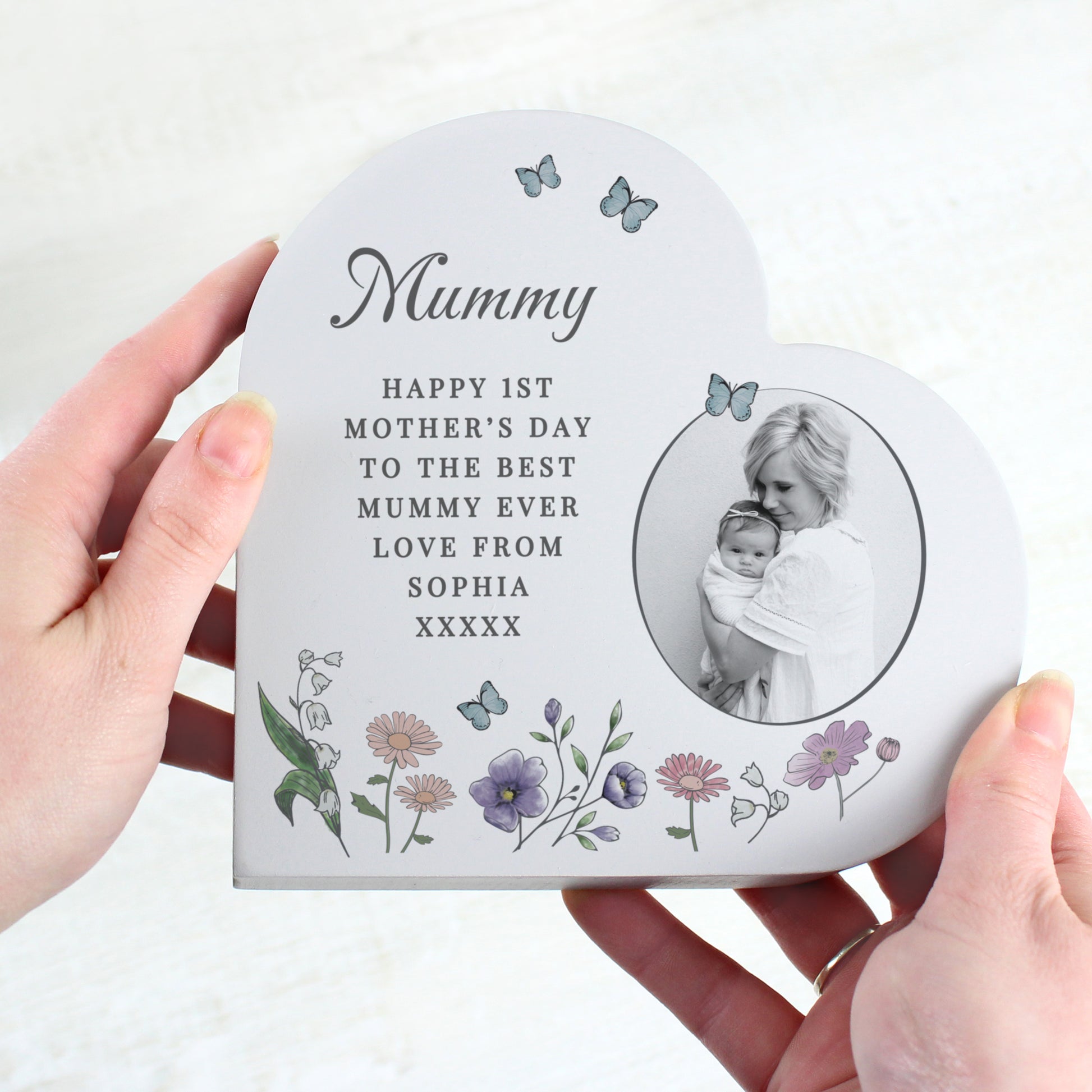 Personalised Wild Flowers Photo Upload Heart Ornament - MK&JD Gifts
