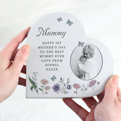 Personalised Wild Flowers Photo Upload Heart Ornament - MK&JD Gifts