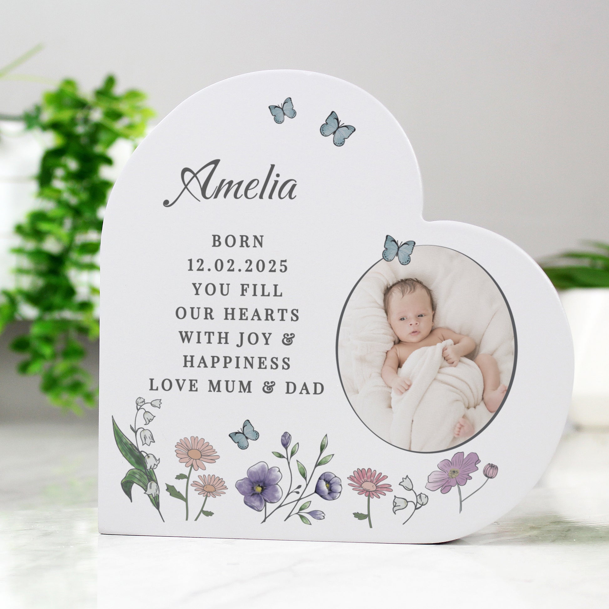 Personalised Wild Flowers Photo Upload Heart Ornament - MK&JD Gifts