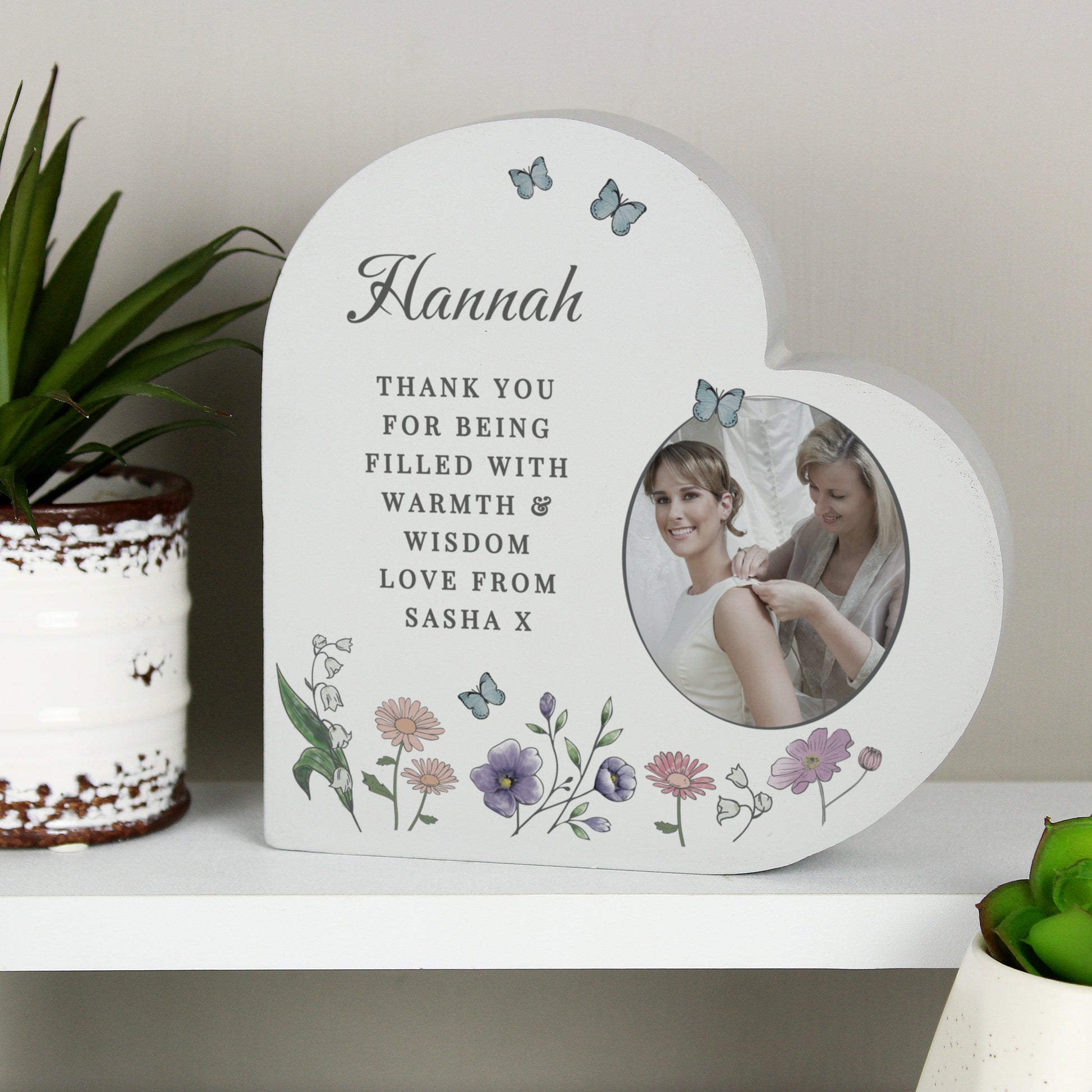 Personalised Wild Flowers Photo Upload Heart Ornament - MK&JD Gifts