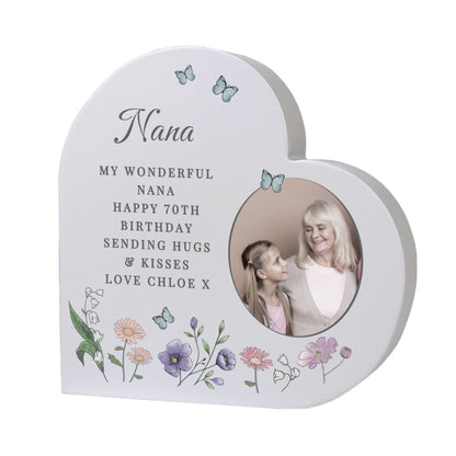 Personalised Wild Flowers Photo Upload Heart Ornament - MK&JD Gifts