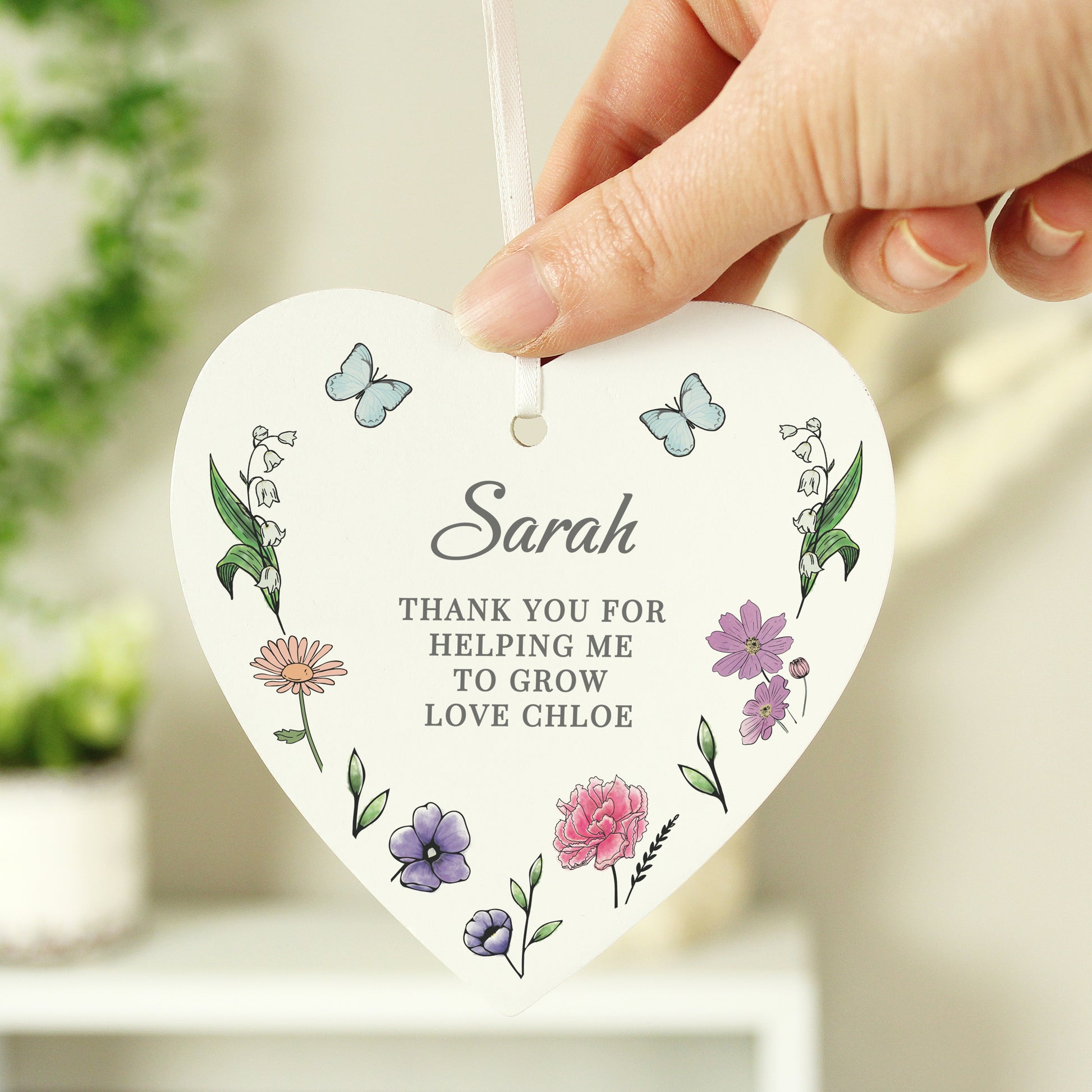 Personalised Wild Flowers Wooden Heart - MK&JD Gifts