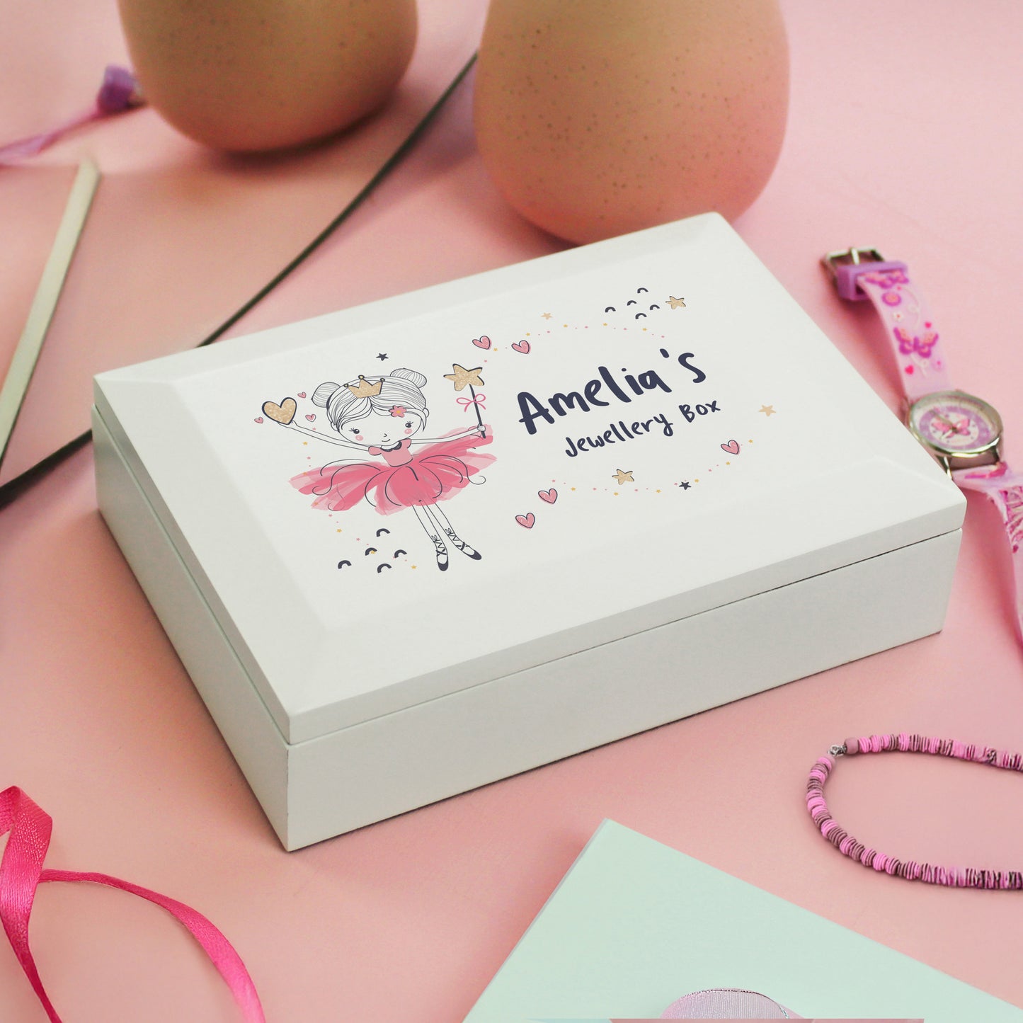 Personalised Princess Ballerina Wooden Jewellery Box - MK&JD Gifts