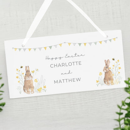 Personalised Spring Bunny Wooden Sign - MK&JD Gifts