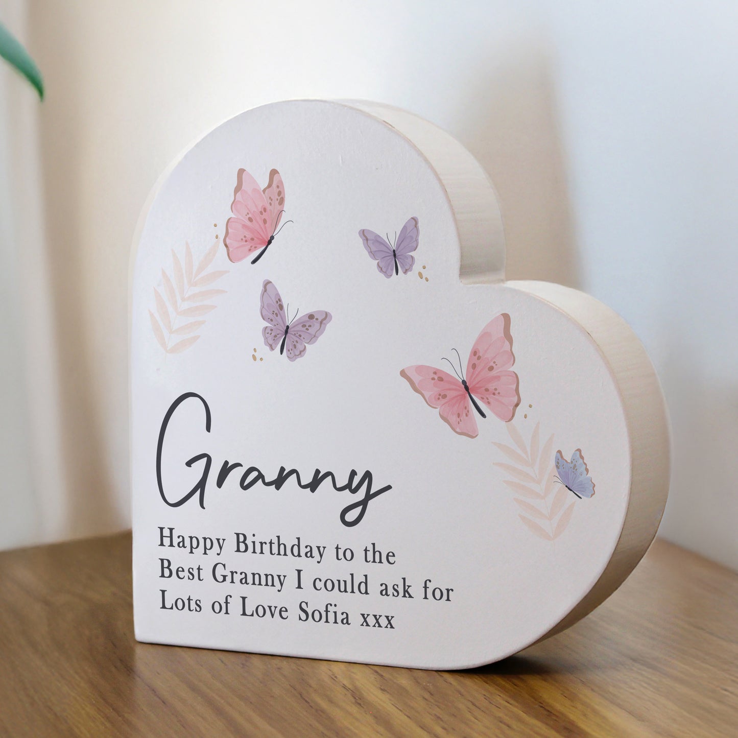 Personalised Butterfly Grey Heart Ornament