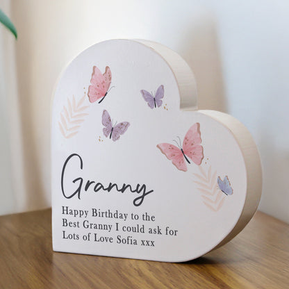 Personalised Butterfly Grey Heart Ornament