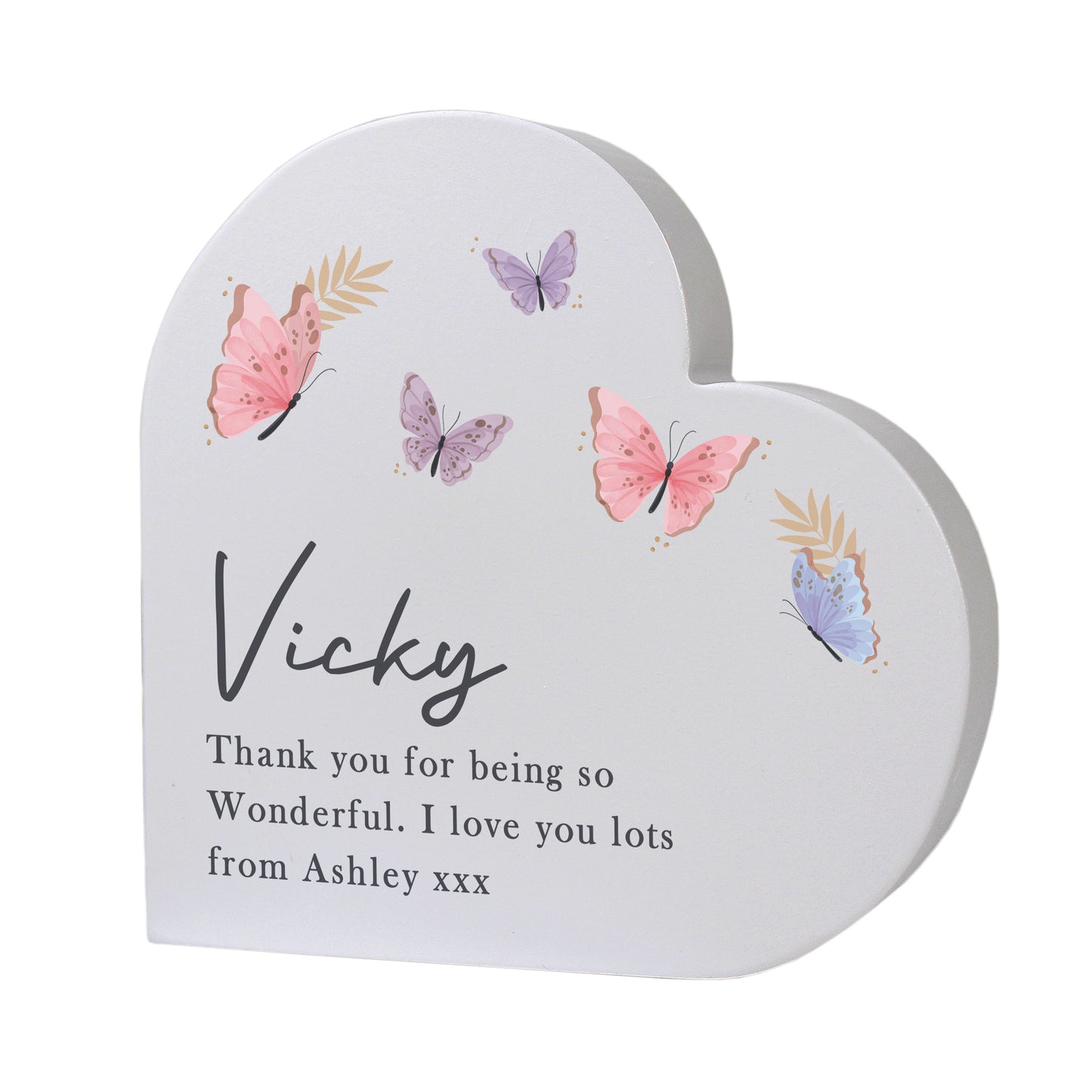 Personalised Butterfly Grey Heart Ornament