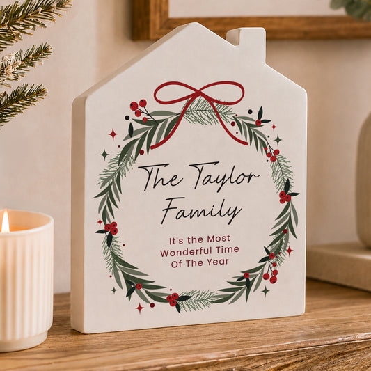 Personalised Green Christmas Wreath House Ornament - MK&JD Gifts