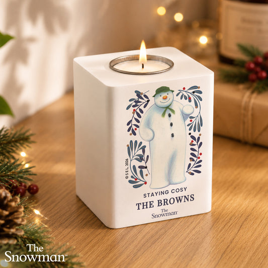 Personalised The Snowman Botanical Wooden Tealight Holder - MK&JD Gifts