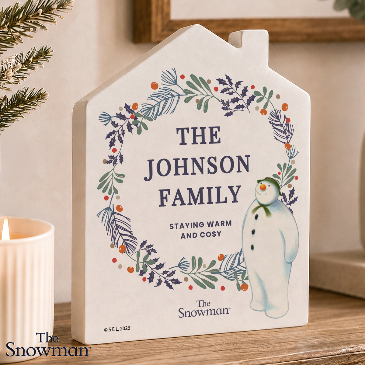 Personalised The Snowman Botanical Wooden House Decoration - MK&JD Gifts