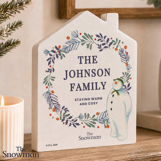 Personalised The Snowman Botanical Wooden House Decoration - MK&JD Gifts