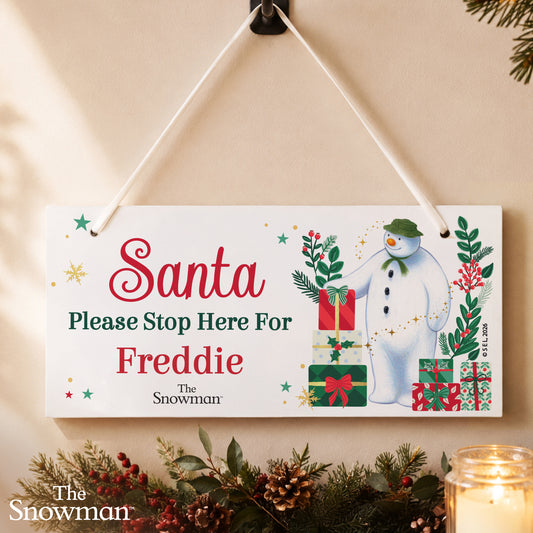 Personalised The Snowman Christmas Wishes Santa Stop Here Sign - MK&JD Gifts