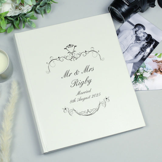 Personalised Black Ornate Swirl Traditional Photo Album - MK&JD Gifts