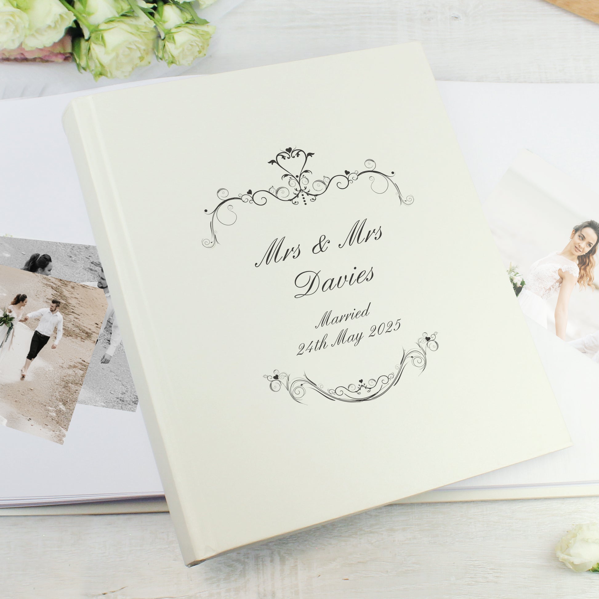 Personalised Black Ornate Swirl Traditional Photo Album - MK&JD Gifts