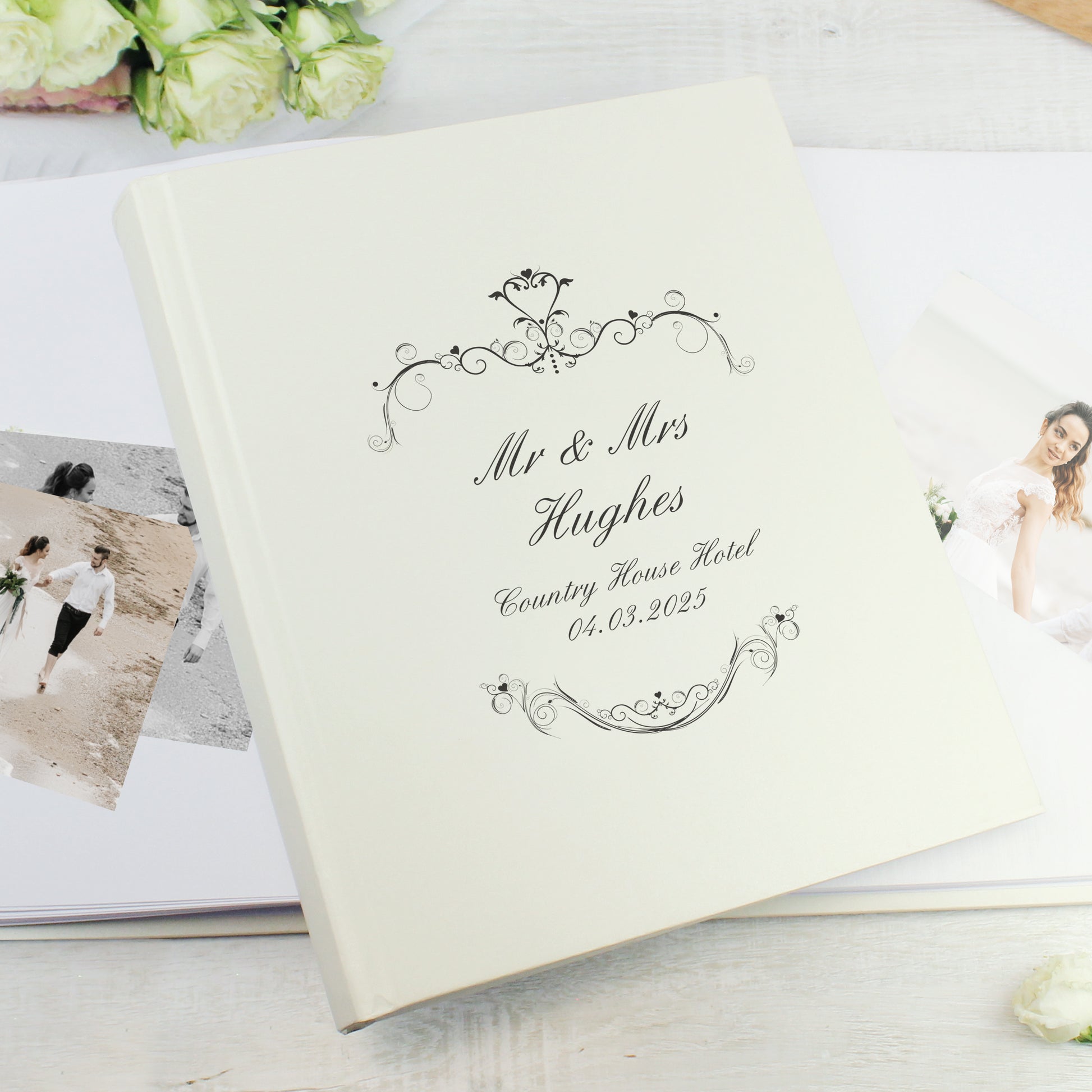 Personalised Black Ornate Swirl Traditional Photo Album - MK&JD Gifts