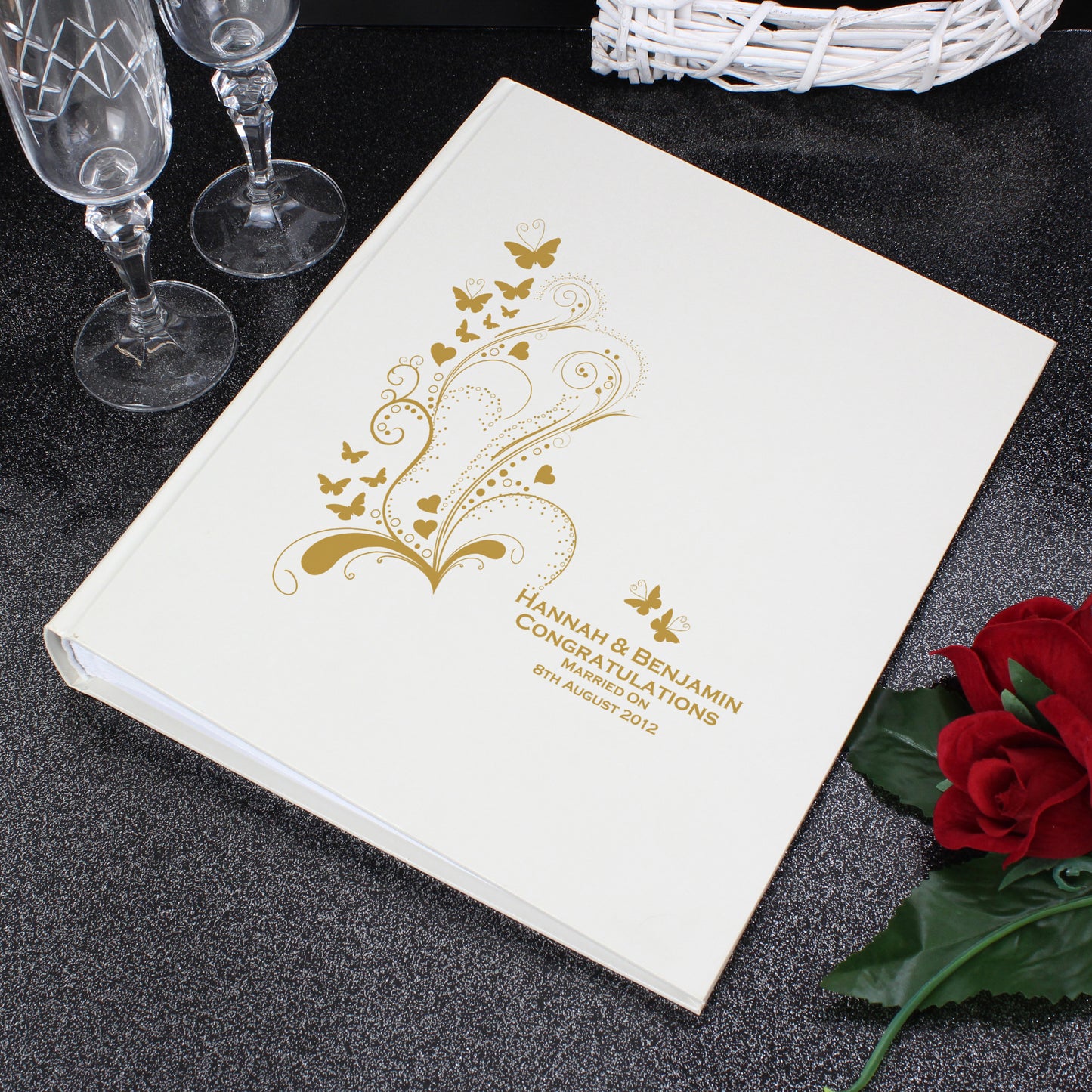 Personalised Gold Butterfly Swirl Traditional Photo Album - MK&JD Gifts